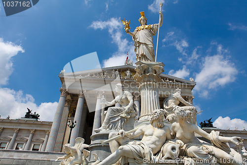 Image of Austrian Parliament building with statue of Athena