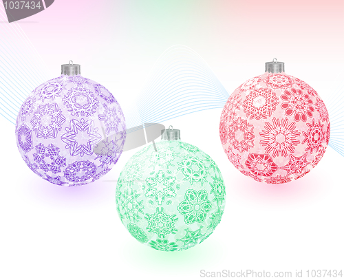 Image of Christmas-balls with snowflakes texture