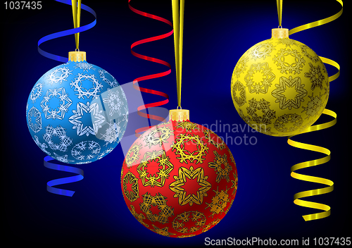 Image of Christmas-balls with snowflakes texture