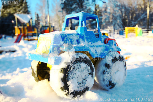 Image of Toy vehicle in snow