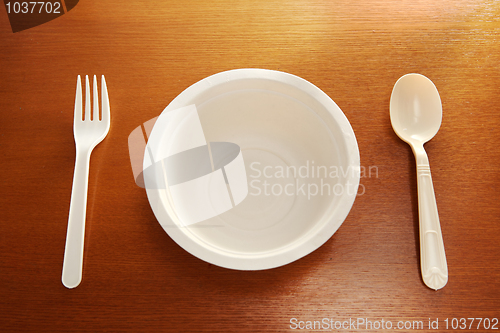 Image of Disposable dishware table setting