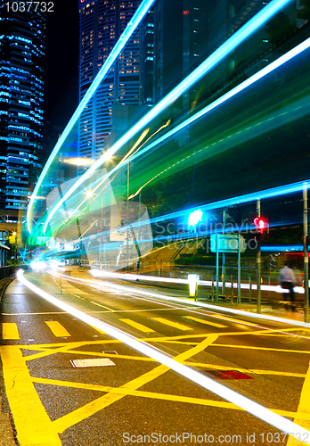 Image of traffic in city at night
