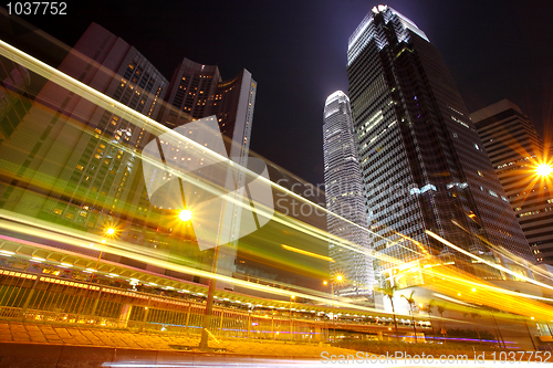 Image of traffic in city at night