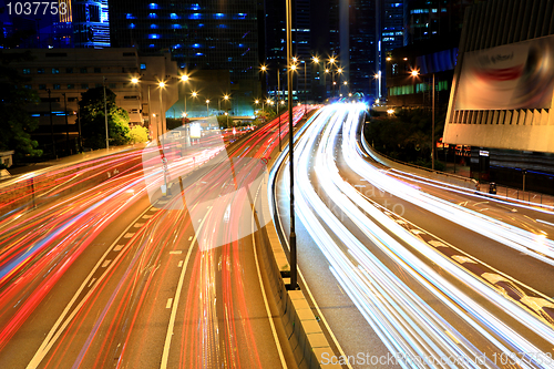 Image of traffic in city at night