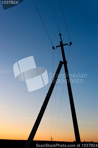 Image of Electric pillar after sunset