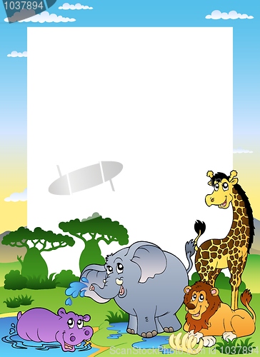 Image of Frame with four African animals