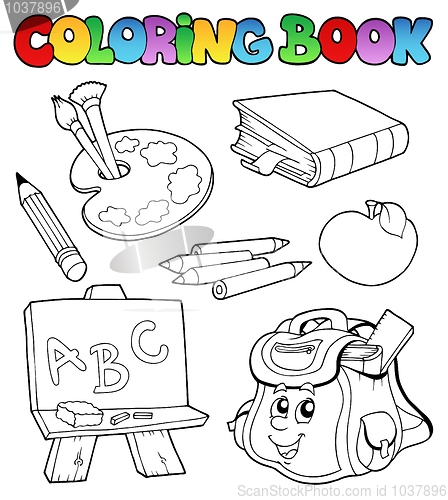 Image of Coloring book with school images 1