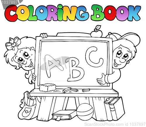 Image of Coloring book with school images 2