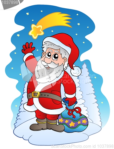Image of Santa Claus with comet