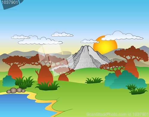 Image of Cartoon African landscape