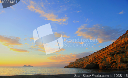 Image of Matala beach sunset