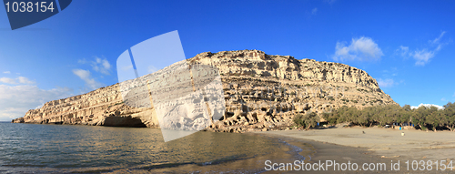 Image of Matala cliffs afternoon panorama