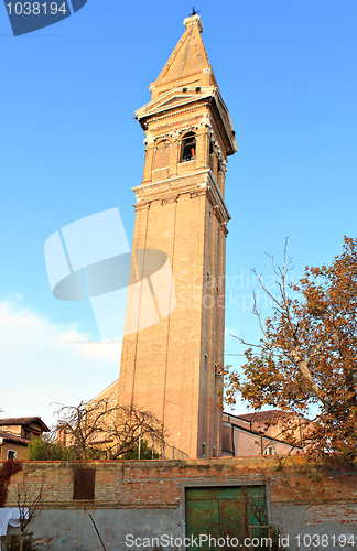 Image of Burano's leaning bell tower