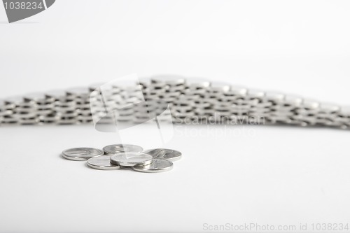 Image of silver coins, economy and finance concept