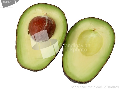 Image of Avocado halves-clipping path