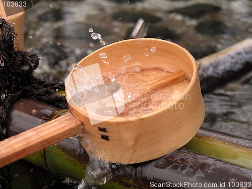 Image of Splashes in a bamboo ladle