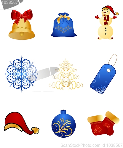 Image of Set New Year's, christmas symbols and elements