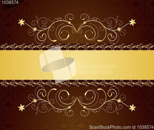 Image of Illustration gold floral greeting cards and invitation