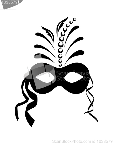 Image of close up black carnival mask isolated