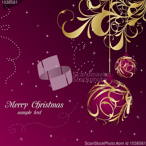 Image of Elegant christmas floral background with balls