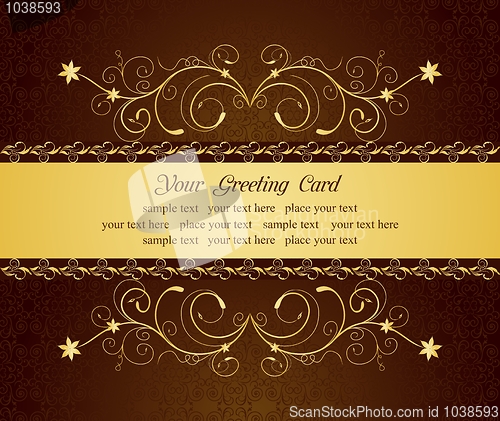 Image of gold floral greeting cards and invitation 