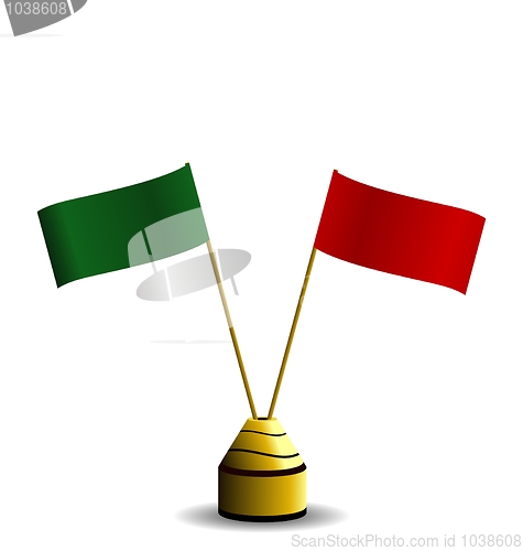 Image of Realistic illustration the two flags red and green colors