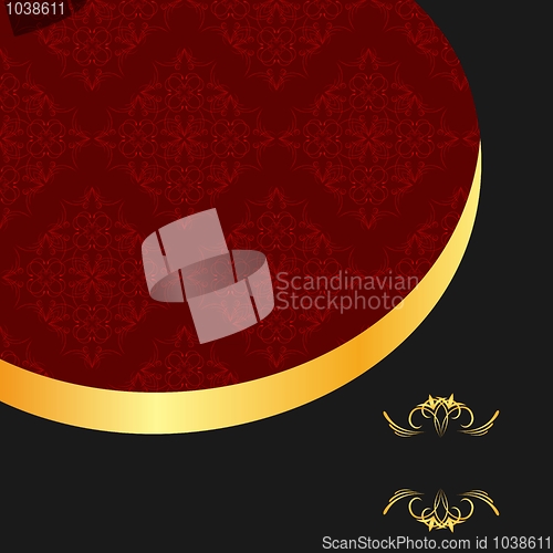 Image of Illustration the black gold red invitation frame for elegant des