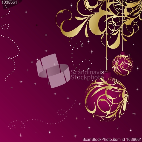 Image of Elegant christmas floral background with balls