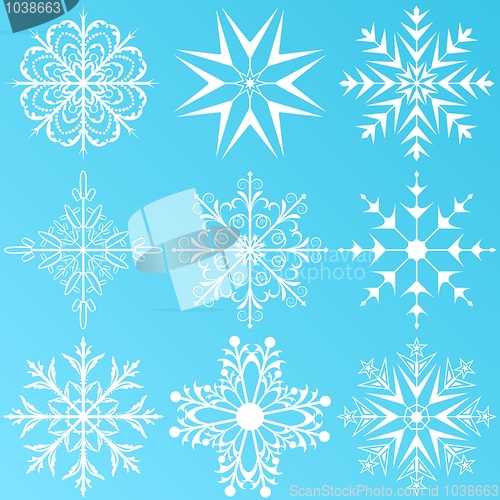 Image of set variation snowflakes isolated