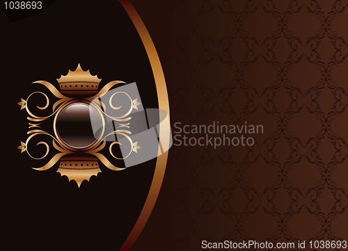 Image of Illustration the black gold brown invitation frame or packing fo