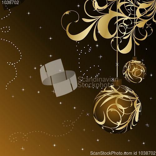 Image of Christmas floral card with gold ball
