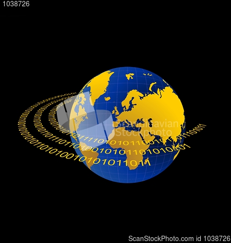 Image of Illustration of data stream around terra planet