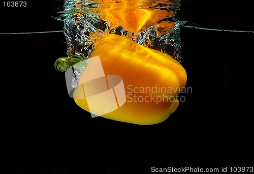 Image of Pepper falling into water