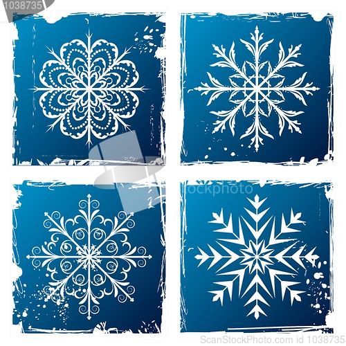 Image of set grunge snowflake