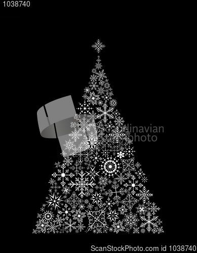 Image of Christmas tree made of snowflake