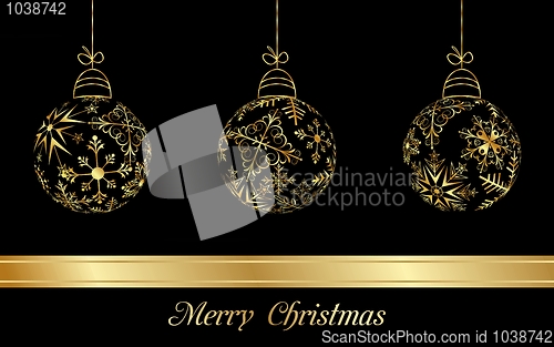 Image of set Christmas balls made from golden snowflakes