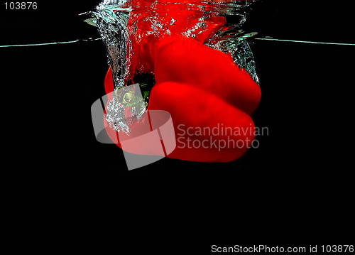 Image of Pepper falling into water
