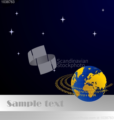 Image of Illustration of invitation card with data stream around terra pl