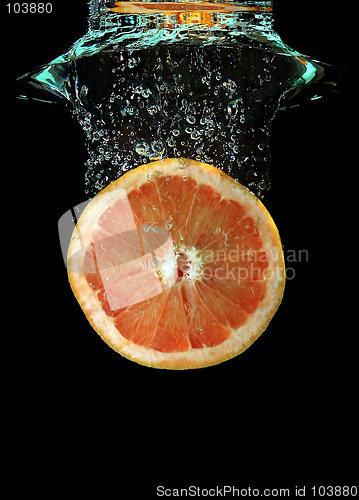 Image of Grapefruit falling into water