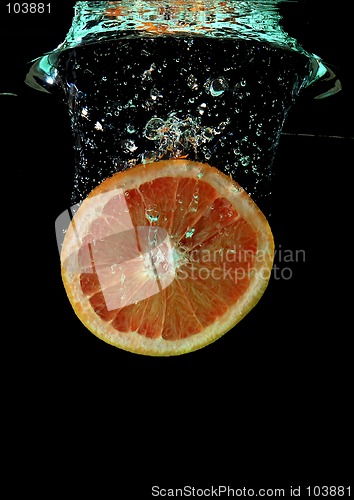 Image of Grapefruit falling into water