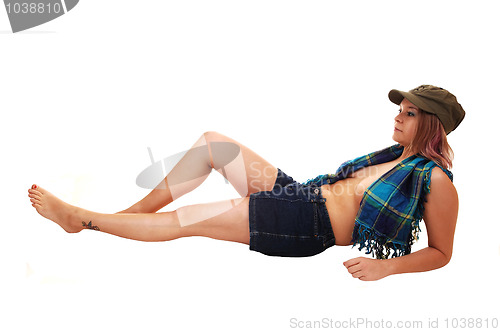 Image of Girl lying on floor.