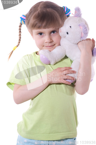 Image of girl with a toy kitten