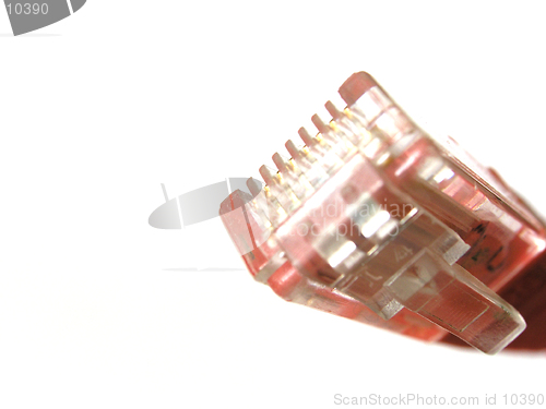 Image of Computer network cable (red) isolated on white background.
