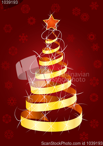 Image of Christmas fur-tree on red background