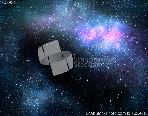 Image of starry deep outer space nebual and galaxy 