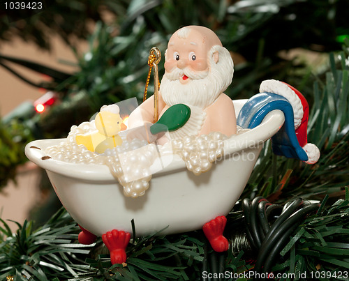 Image of Santa Taking a Bath