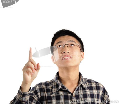 Image of man pointing up