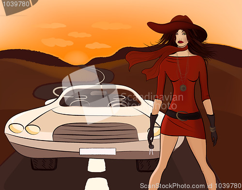 Image of Woman and car