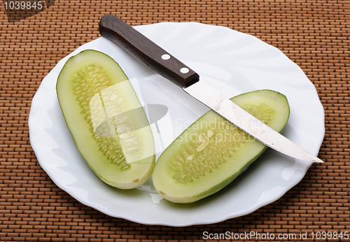 Image of Cucumbers and knife