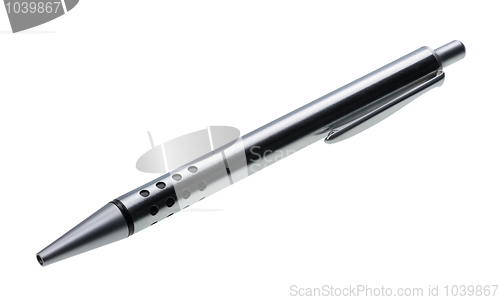 Image of Shiny steel ball-point pen, hyper DoF, isolated